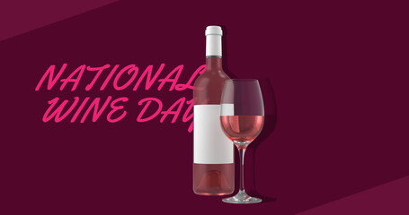 Image of national wine day text over glass of wine icon