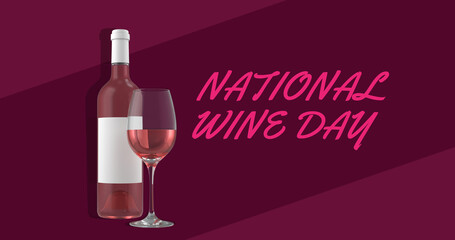 Image of national wine day text over glass of wine icon