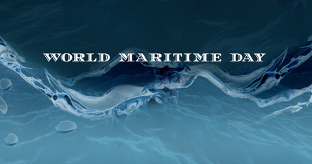 Image of world maritime day text over water