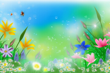 spring background with butterflies