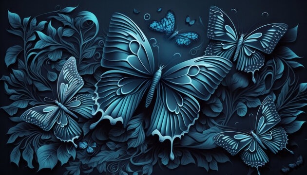 Critter Wallpaper - Blue Butterflies