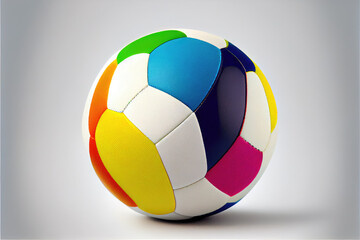 Generative AI 3d colourful football ball on a light grey background