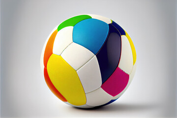 Obraz premium Generative AI 3d colourful football ball on a light grey background