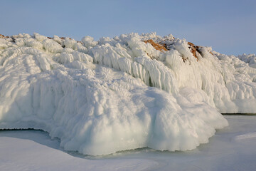 rocks covered in ice on Baikal