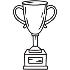 Trophy cup and award for first place in the championship, linear icon in Doodle style