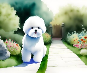 Bichon Frise Dog, Generative AI Illustration
