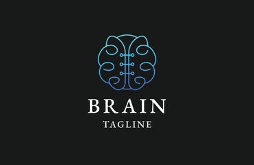 Gradient brain logo design template flat vector