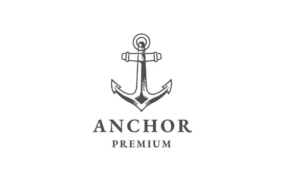 Anchor logo icon design template flat vector