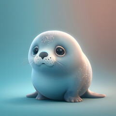 Cute Cartoon Character Seal 3d Rendered