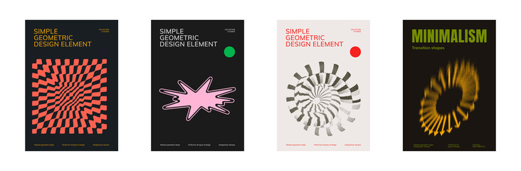 Poster template graphic design in Brutalism style. Vector cover