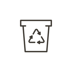 Recycling bin vector thin line icon outline linear stroke illustration. Trash with recycle symbol.