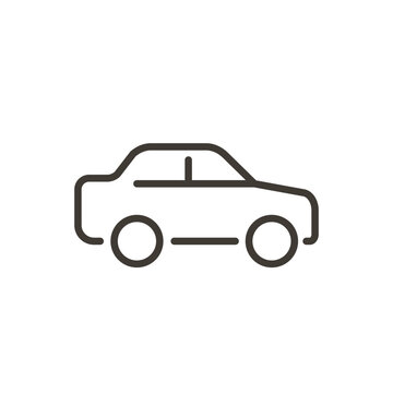 Side view of a car. Vector thin line icon. Outline minimal illustration of a automobile transportation vehicle