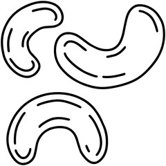 Cashew nut simple linear cartoon icon in doodle style