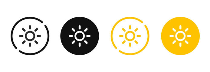 Light, intensity setting, contrast, brightness, sun icon symbol sign on isolated white background with clipping path for UI UX website mobile app. Vector elements EPS10.