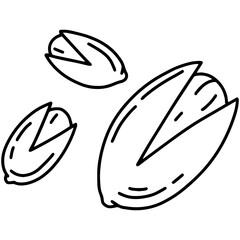 Pistachio nut simple linear cartoon icon in doodle style