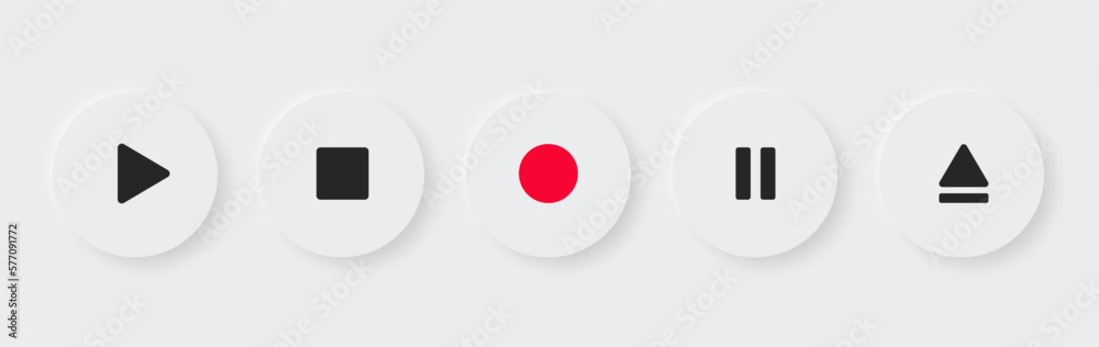 Aufkleber Set of video media player icons vector set. Multimedia music audio control. Media player interface symbols. play, pause, mute sign. isolated on white background. Music and sound icons.