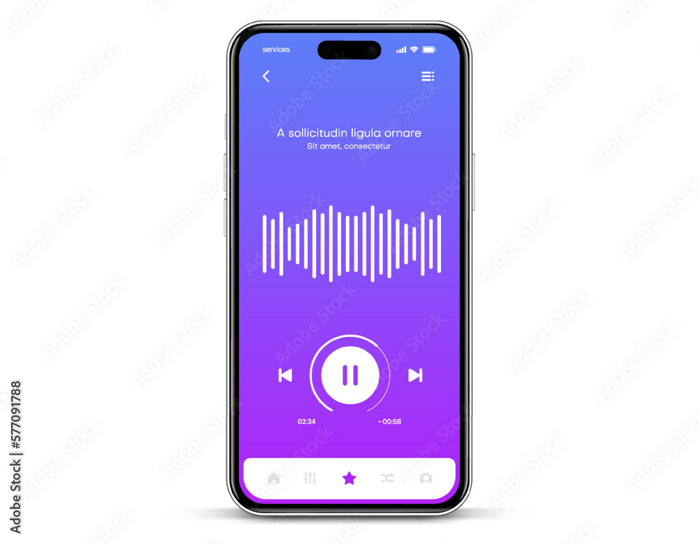 Poster Web mobile application interface for music player application for mobile app, business, website. Sound app UI UX GUI template. Responsive website wireframes. Web design UI kit. Music Dashboard.