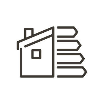 Vector thin line icon linear outline stroke illustration of energy label rating in a house. energy efficiency chart and house concept. Energy building bar chart. EPC