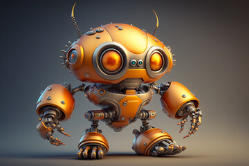 A Cute and Adorable 3D Robot with frendly welcoming look. Ai generated