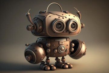 A Cute and Adorable 3D Robot with frendly welcoming look. Ai generated