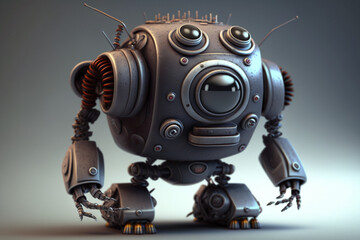 A Cute and Adorable 3D Robot with frendly welcoming look. Ai generated