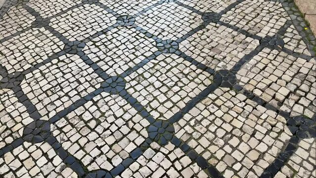 Sidewalk in Lisbon, Portugal. Tourist point of view shot