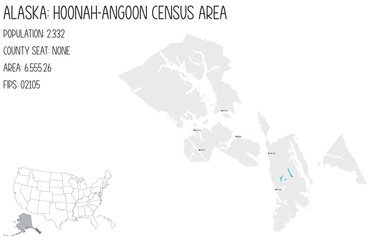 Large and detailed map of Honnah-Angoon Census Area in Alaska, USA.