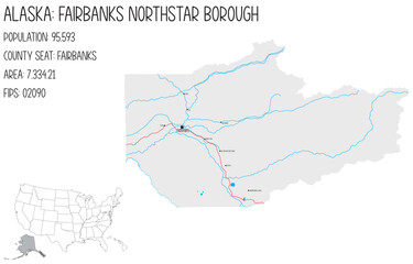 Large and detailed map of Fairbanks Northstar Borough in Alaska, USA.