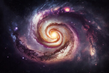Spiral galaxy in outer space, infinite Universe Background, Generative AI