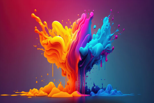 Abstract background with colorful splashes for design or presentation created with generative AI technology