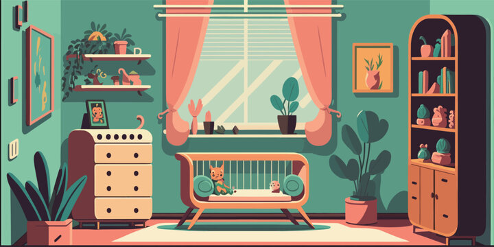 Home Lifestyle Interior Background Design Simple Flat Living House Illustration