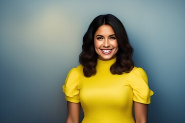 Happy Hispanic female, 25 years old. Ideal for use in lifestyle, portrait, diversity, and multicultural contexts