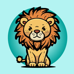 Lion mignon dessin cartoon