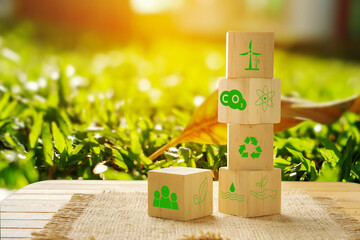 Renewable Energy Concept. CO2 emission reduction. Green businesses that use renewable energy reduce global warming