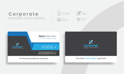 Best Corporate Business Card Design Template For Modern Orientation Brand Identity. Vector Flat Creative & Clean Layout Vol - 08