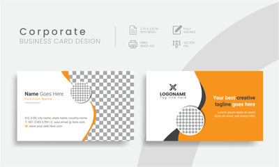 Best Corporate Business Card Design Template For Modern Orientation Brand Identity. Vector Flat Creative & Clean Layout Vol - 15