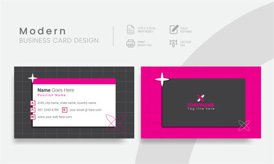 Best Corporate Business Card Design Template For Modern Y2K Orientation Brand Identity. Vector Flat Creative & Clean Layout Vol - 17