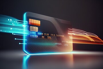 Futuristic credit card for online shopping. Payment Technology. Generative AI - obrazy, fototapety, plakaty