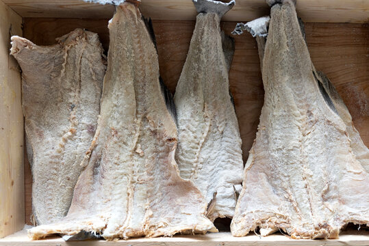 Crate with dried salted cod