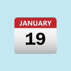 19th January calendar icon. January 19 calendar Date Month icon