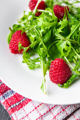 salad raspberry green leaves mix salad healthy meal food snack on the table copy space food background rustic top view