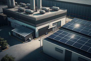 Solar panels producing Electricity. Future of Energy production for a green environmental planet. Ai generated