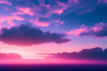Fototapeta na wymiar Light pink clouds in sunset blue sky - generative ai