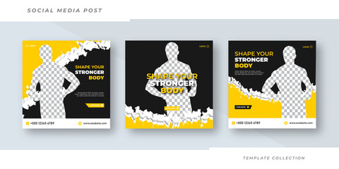 Modern fitness & gym brochure collection social media template