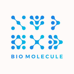 Bio molecule atom DNA Logo design icon template