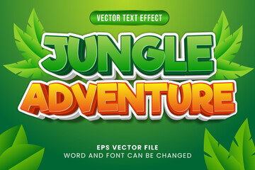 Jungle adventure style 3d editable text effect - obrazy, fototapety, plakaty