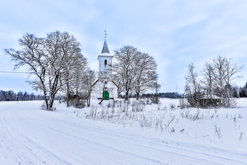 Fototapeta na wymiar Historic church in the snow