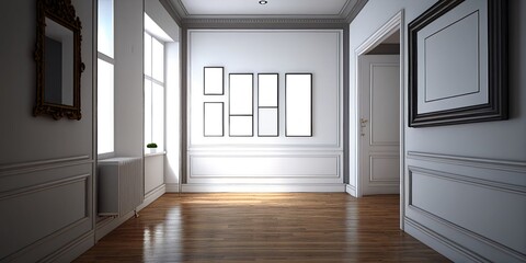 Blank picture frame mockup,digital illustration generative AI