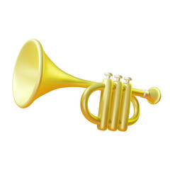 Gold trumpet or speaker 3d render - obrazy, fototapety, plakaty