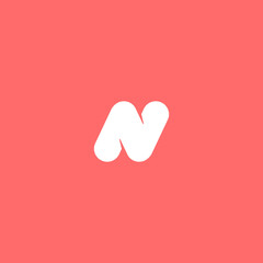 letter n embossed logo on pink background